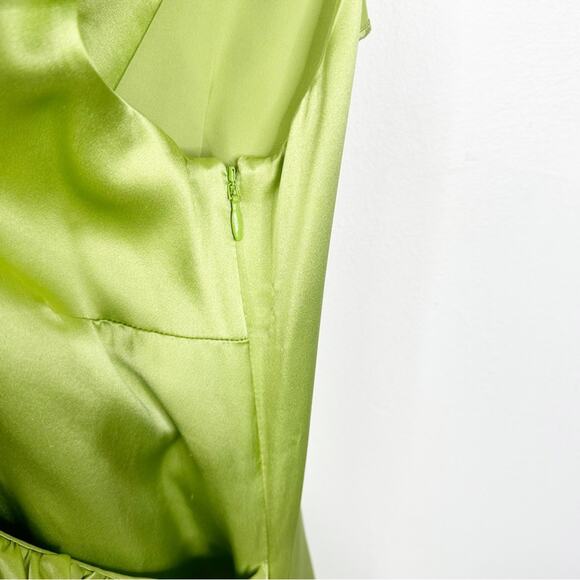 NEW Cinq à Sept Petunya Silk Ruffle Dress in Prickly Pear Lime Green Size 6 - Picture 11 of 14